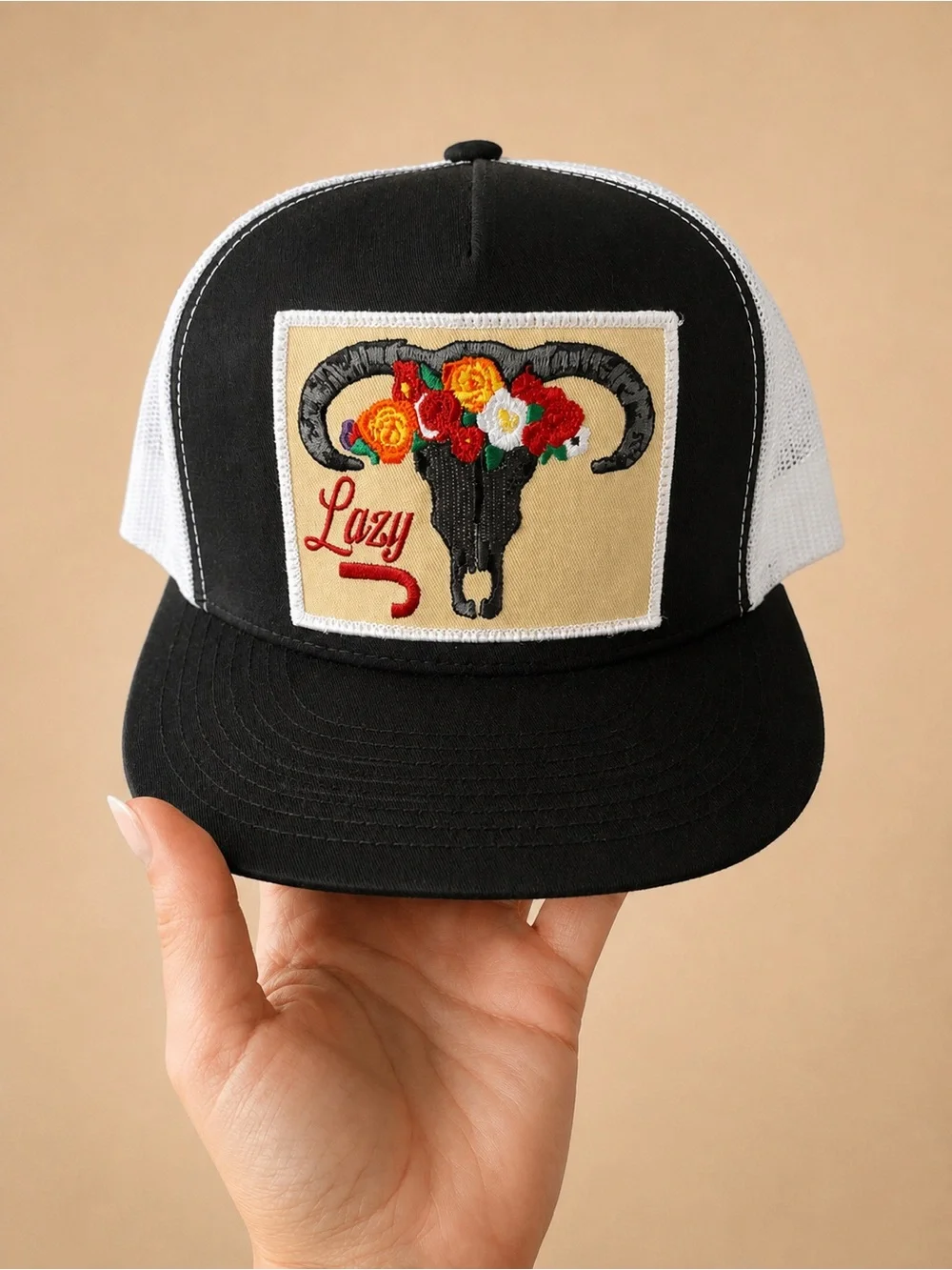 Lazy J Ranch Wear Floral Longhorn Trucker Hat, Yuppong Snapback Western Cap